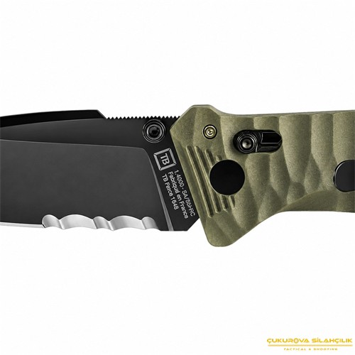 TB Outdoor CAC G10 Saplı Tirbüşonlu Serrated Çakı Yeşil