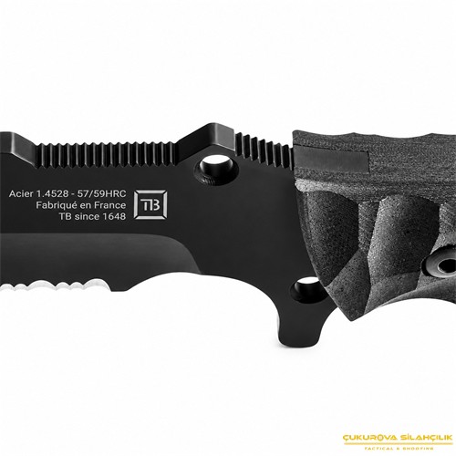 TB Outdoor Maraudeur G10 Saplı Serrated Bıçak Siyah