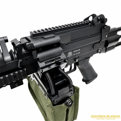 S&T FN M249 SAW E2 Airsoft AEG Tüfek Siyah Tambur Şarjörlü