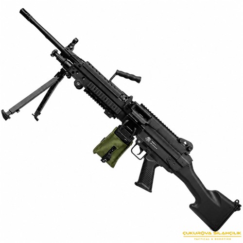 S&T FN M249 SAW E2 Airsoft AEG Tüfek Siyah Tambur Şarjörlü