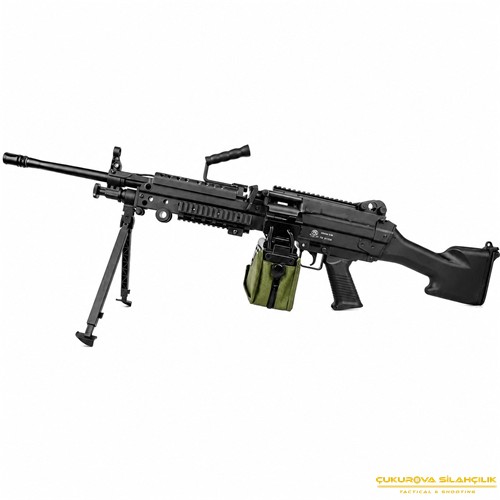 S&T FN M249 SAW E2 Airsoft AEG Tüfek Siyah Tambur Şarjörlü